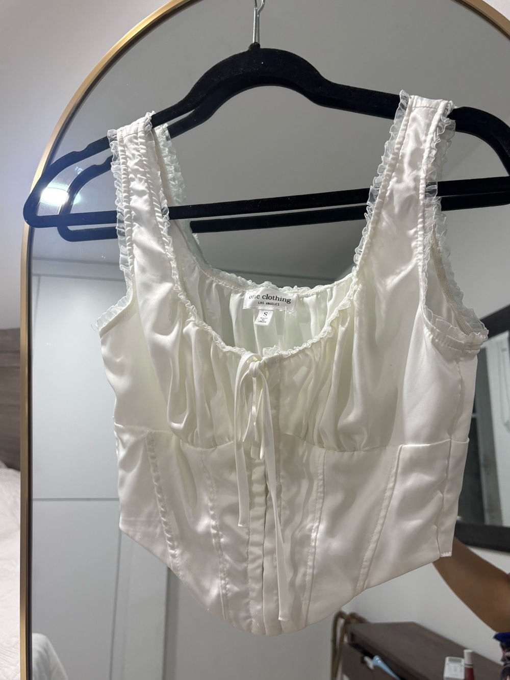 one clothing Ivory Satin Corset Camisole